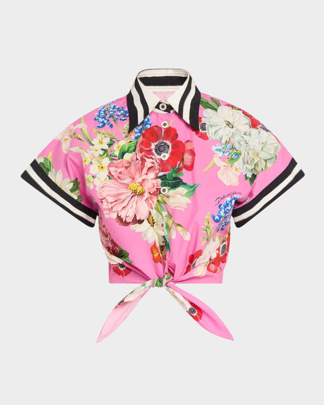 Floral Crop Button-Down Shirt